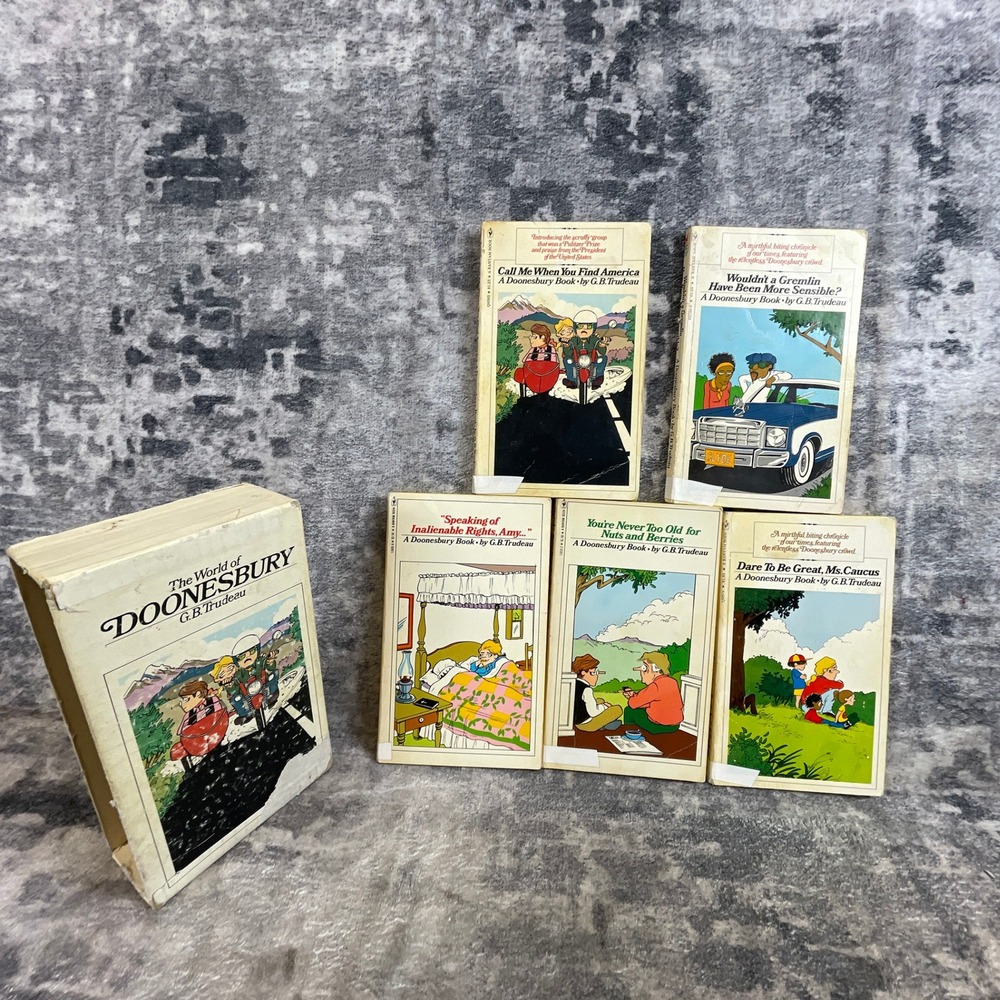 The World of Doonesbury Boxed Set Lot 5 Vintage Books G.B. Trudeau Bantam Paper